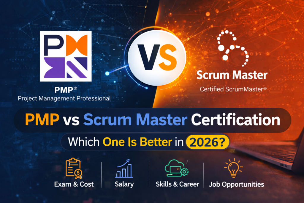 PMP vs Scrum Master certification comparison infographic