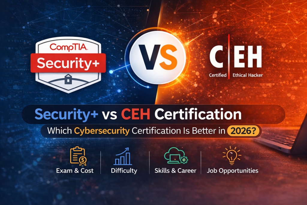 Security+ vs CEH certification comparison infographic