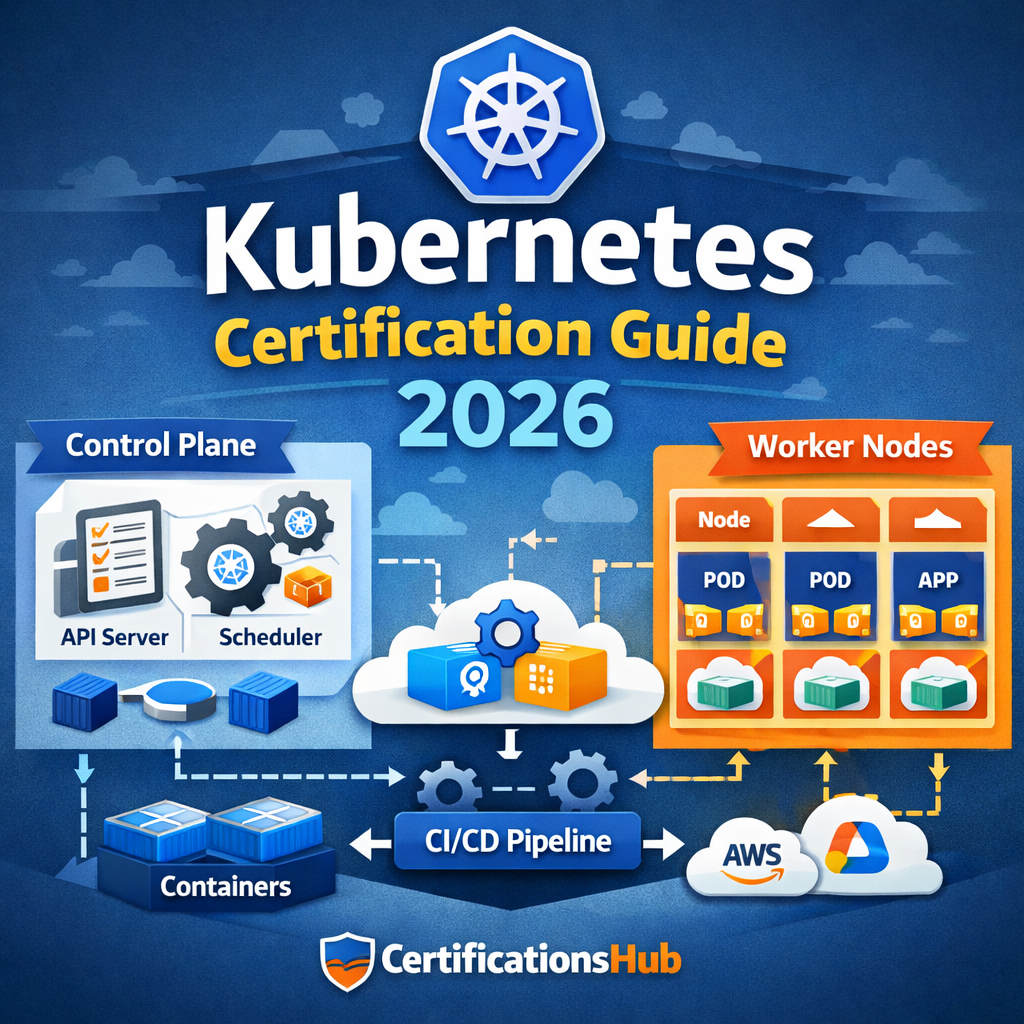 Kubernetes certification CKA architecture diagram showing pods, nodes, and control plane