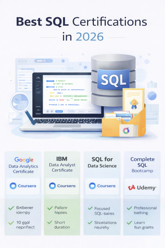 SQL certification learning database queries and analytics