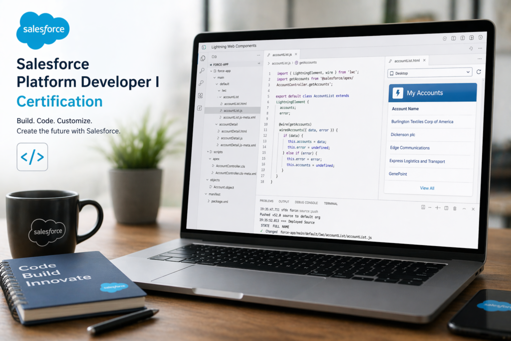 Salesforce developer coding interface with Apex and Lightning components