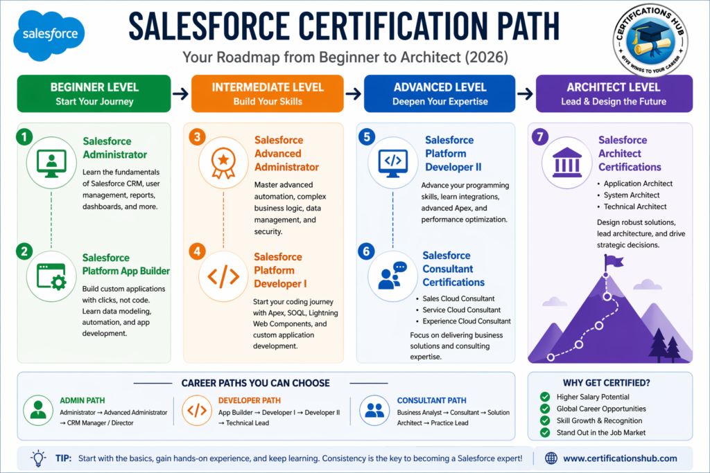 Salesforce certification path roadmap from beginner to architect