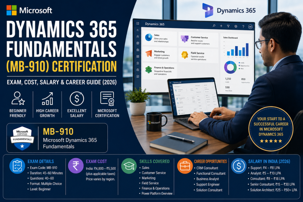 Microsoft Dynamics 365 Fundamentals MB-910 Certification guide and CRM consultant career path