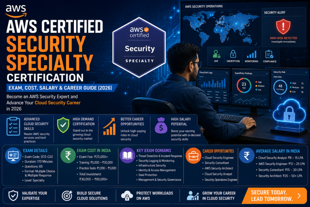 AWS Certified Security Specialty Certification cloud security engineer monitoring AWS security infrastructure