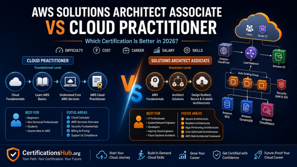 AWS Solutions Architect Associate vs Cloud Practitioner certification comparison 2026