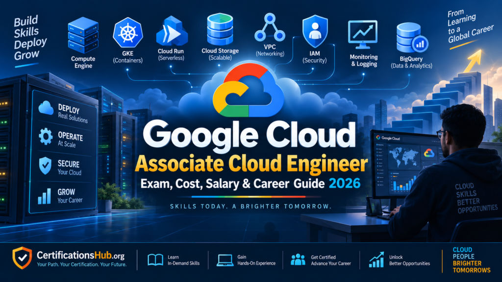 Google Cloud Associate Cloud Engineer certification exam cost salary and career guide 2026 with GCP services and cloud engineering skills
